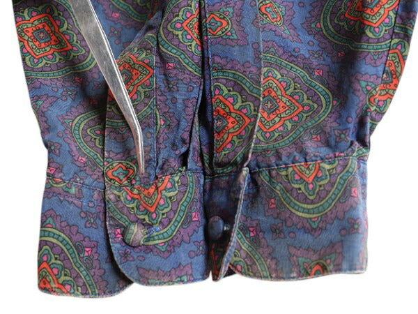 90s オールド ギャップ 100% レーヨン 総柄 長袖 シャツ レディース L 旧タグ ブラウス ループ留め オープンカラー 開襟 ゆったり きれいめ