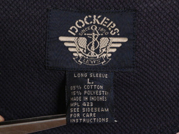 90s ドッカーズ リーバイス ボーダー 長袖 ポロシャツ メンズ L 古着 DOCKERS LEVIS 90年代 オールド 長袖シャツ 鹿の子 マルチカラー 厚手