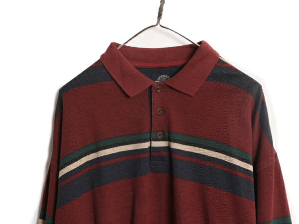 90s ドッカーズ リーバイス ボーダー 長袖 ポロシャツ メンズ L 古着 DOCKERS LEVIS 90年代 オールド 長袖シャツ 鹿の子 マルチカラー 厚手