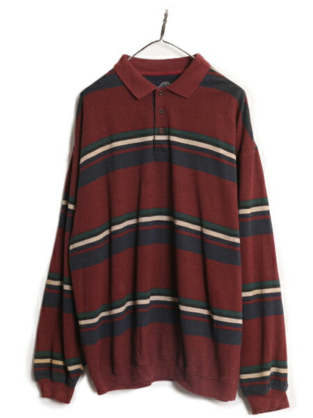 90s ドッカーズ リーバイス ボーダー 長袖 ポロシャツ メンズ L 古着 DOCKERS LEVIS 90年代 オールド 長袖シャツ 鹿の子 マルチカラー 厚手