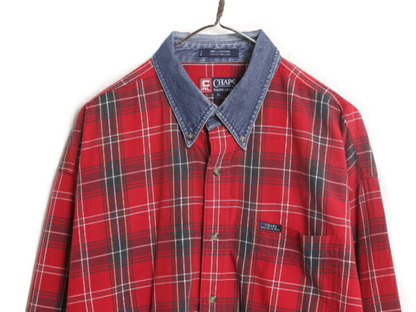 90s チャップス ラルフローレン チェック 長袖 ボタンダウン シャツ メンズ XL / 90年代 オールド CHAPS ポロ 長袖シャツ BD 大きいサイズ