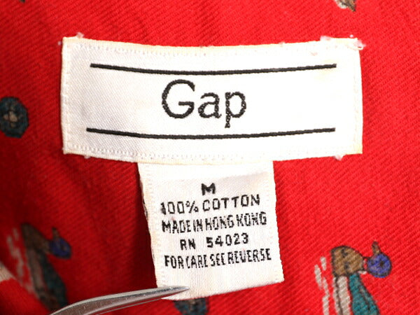 80s OLD GAP 総柄 長袖 シャツ メンズ M / 80年代 ヴィンテージ オールド ギャップ コットン マルチカラー ポケット付き 総柄シャツ カモ柄