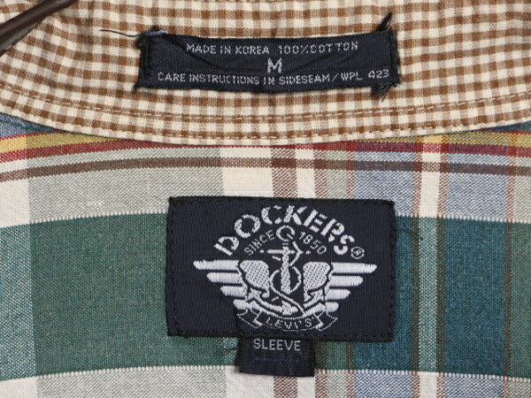 90s ドッカーズ リーバイス チェック 長袖 ボタンダウン シャツ メンズ M 古着 90年代 オールド LEVIS DOCKERS ポケット付き マルチカラー