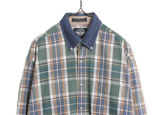 90s ドッカーズ リーバイス チェック 長袖 ボタンダウン シャツ メンズ M 古着 90年代 オールド LEVIS DOCKERS ポケット付き マルチカラー