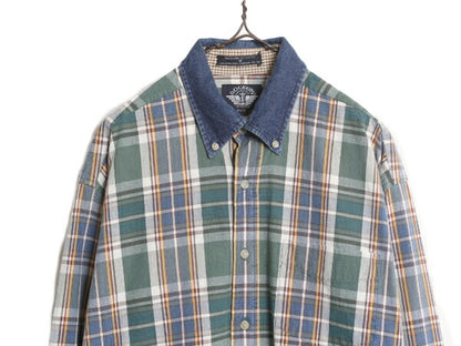 90s ドッカーズ リーバイス チェック 長袖 ボタンダウン シャツ メンズ M 古着 90年代 オールド LEVIS DOCKERS ポケット付き マルチカラー