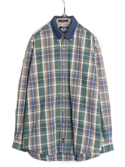 90s ドッカーズ リーバイス チェック 長袖 ボタンダウン シャツ メンズ M 古着 90年代 オールド LEVIS DOCKERS ポケット付き マルチカラー