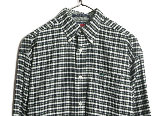 90s トミーヒルフィガー チェック ボタンダウン 長袖 シャツ メンズ S 90年代 オールド TOMMY HILFIGER 長袖シャツ コットン ポケット付き