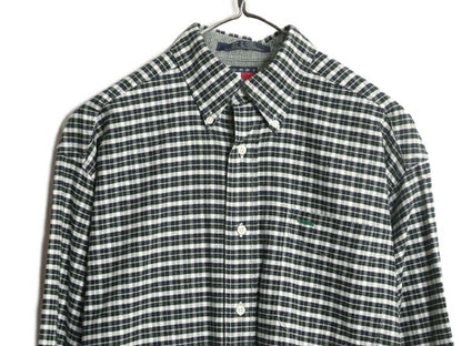 90s トミーヒルフィガー チェック ボタンダウン 長袖 シャツ メンズ S 90年代 オールド TOMMY HILFIGER 長袖シャツ コットン ポケット付き