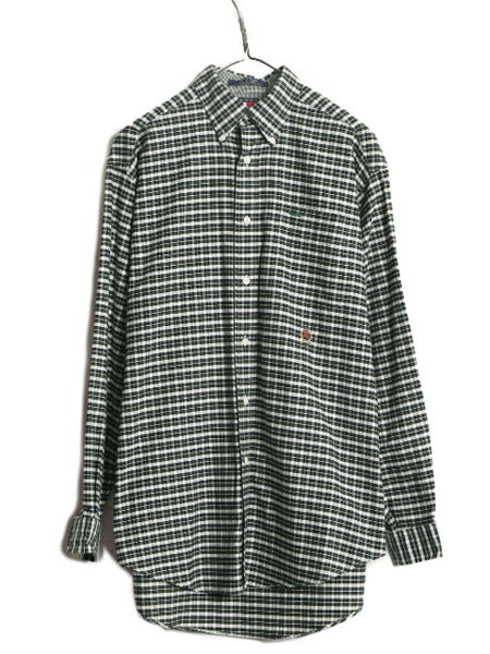 90s トミーヒルフィガー チェック ボタンダウン 長袖 シャツ メンズ S 90年代 オールド TOMMY HILFIGER 長袖シャツ コットン ポケット付き