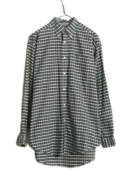 90s トミーヒルフィガー チェック ボタンダウン 長袖 シャツ メンズ S 90年代 オールド TOMMY HILFIGER 長袖シャツ コットン ポケット付き