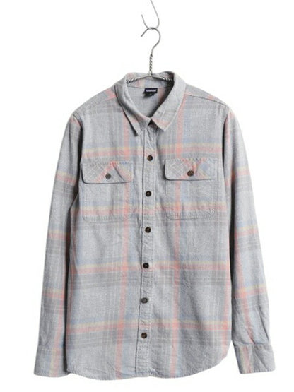 パタゴニア フィヨルド 長袖 フランネル シャツ レディース S / チェック ネルシャツ 長袖シャツ オーガニック コットン マルチカラー 薄手