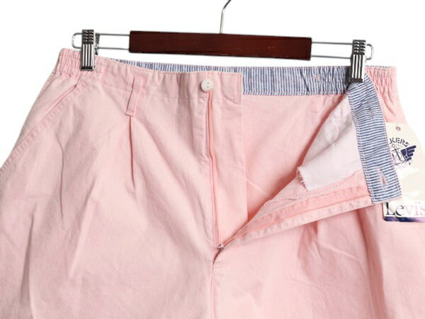デッドストック 00s USA製 ドッカーズ リーバイス ショートパンツ レディース L 程 オールド ショーツ 短パン タック入り オックスフォード