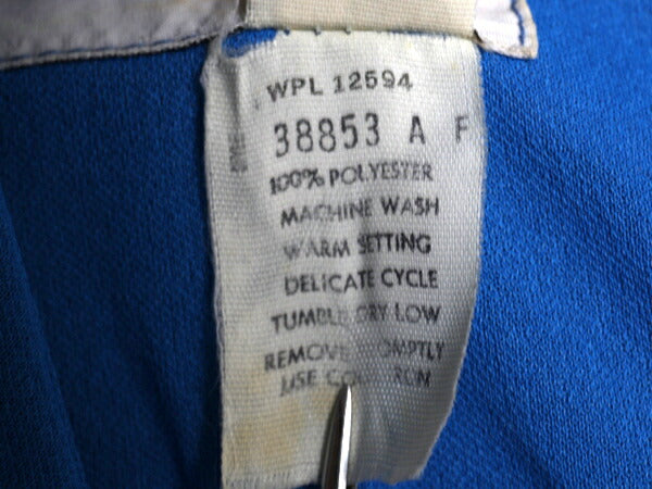 70s USA製 Heury Lee カシュクール 長袖 ワンピース レディース M 程 ヴィンテージ ミモレ丈 ドレス きれいめ シンプル 透け感 無地 ブルー