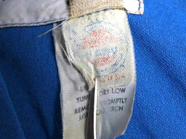 70s USA製 Heury Lee カシュクール 長袖 ワンピース レディース M 程 ヴィンテージ ミモレ丈 ドレス きれいめ シンプル 透け感 無地 ブルー