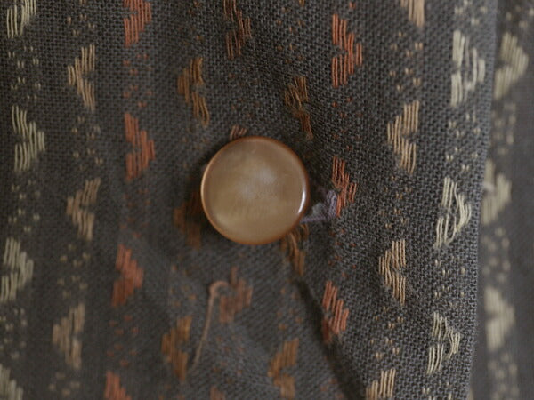 60s Dutchmaid 織柄入り 総柄 半袖 オープンカラー シャツ レディース XS 古着 ヴィンテージ ループ留め コットン ブラウス トップス 薄手