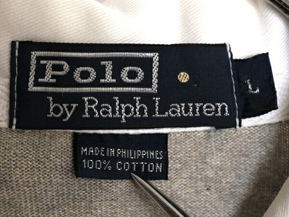 90s ポロ ラルフローレン 長袖 ラガー シャツ メンズ M / 古着 90年代 オールド ラグビー 長袖シャツ コットン ワンポイント ポニー刺繍 灰