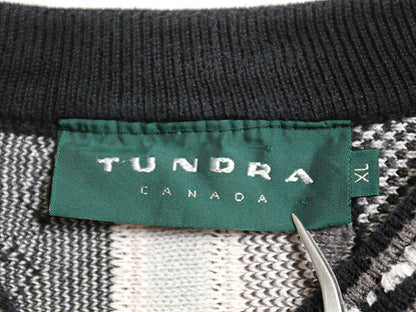 90s カナダ製 TUNDRA 3D 立体編み デザイン ニット セーター メンズ XL / オールド コットン 長袖ニット総柄 大きいサイズ  マルチカラー