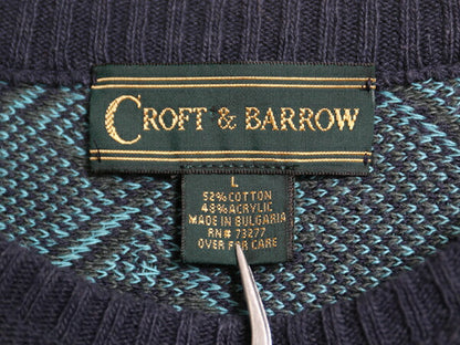 90s CROFT&BARROW 3D 立体編み デザイン ニット セーター メンズ L / オールド コットン アクリル 長袖ニット クルーネック マルチカラー