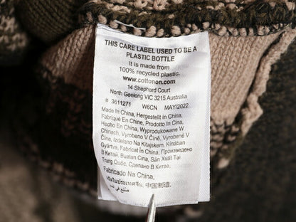 COTTON ON GARMENTS 3D 立体編み デザイン ニット セーター メンズ S / 長袖ニット クルーネック 総柄 マルチカラー プルオーバー ゆったり