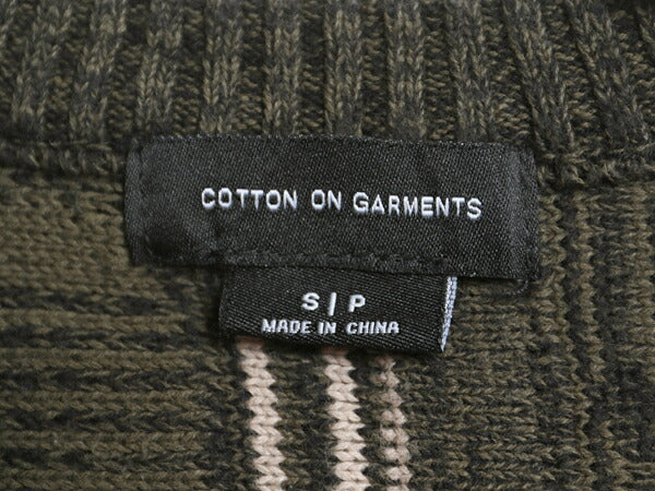 COTTON ON GARMENTS 3D 立体編み デザイン ニット セーター メンズ S / 長袖ニット クルーネック 総柄 マルチカラー プルオーバー ゆったり