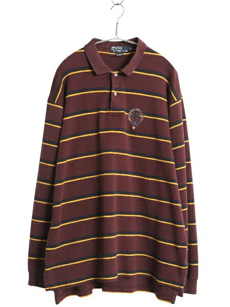 90s ポロ ラルフローレン 長袖 ポロシャツ メンズ XL / オールド 長袖シャツ ストレッチ コットン リブ編み ヘビーウェイト 大きいサイズ