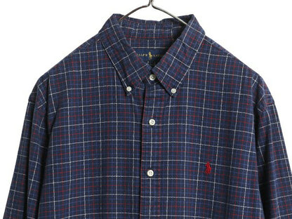 ラルフローレン チェック 長袖 ボタンダウン シャツ メンズ XL ポロ 長袖シャツ コットン ワイシャツ 大きいサイズ シンプル マルチカラー