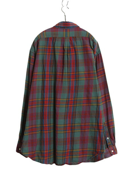 90s ラルフローレン チェック 長袖 ボタンダウン シャツ メンズ XL 古着 オールド ポロ 長袖シャツ コットン 大きいサイズ マルチカラー BD