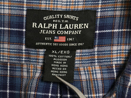 ポロジーンズ ラルフローレン チェック ボタンダウン 長袖 フランネル シャツ メンズ XL 古着 長袖シャツ ネルシャツ 星条旗 大きいサイズ