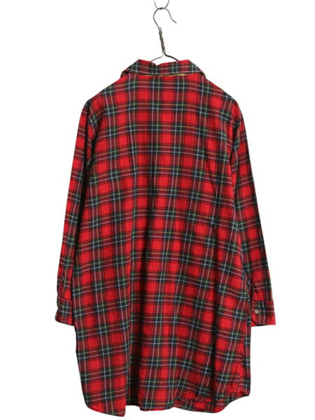 00s ローレン ラルフローレン チェック フランネル シャツ ワンピース レディース M / オールド 長袖シャツ ネルシャツ チュニック ひざ丈