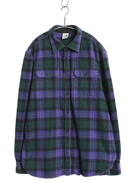 US企画 ノースフェイス チェック ヘビー フランネル シャツ メンズ XL アウトドア ネルシャツ 長袖シャツ コットン マチ付き 大きいサイズ