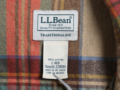 エルエルビーン チェック 長袖 ボタンダウン フランネル シャツ メンズ L 古着 長袖シャツ BD ネルシャツ コットン マルチカラー ゆったり