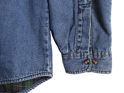 90s カベラス デニム シャツ メンズ XL / オールド 長袖 シャツ コットン チェック ライナー付き シンプル カジュアル 大きいサイズ ブルー