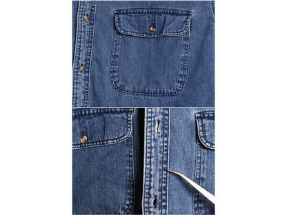90s カベラス デニム シャツ メンズ XL / オールド 長袖 シャツ コットン チェック ライナー付き シンプル カジュアル 大きいサイズ ブルー