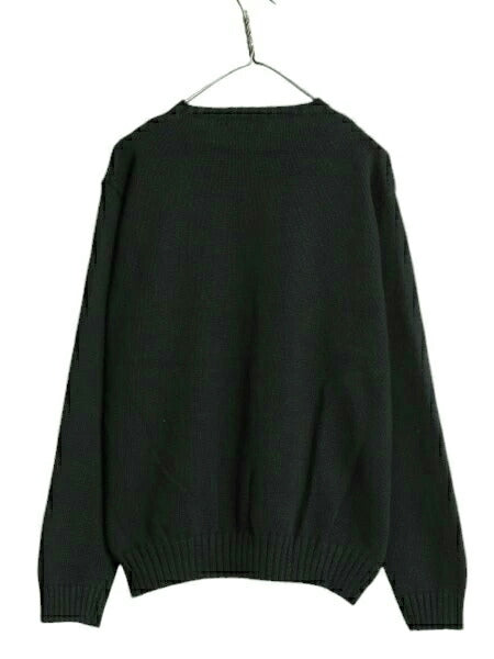 90s LAUREN ラルフローレン コットン ニット セーター レディース XL 古着 オールド ポロ 長袖ニット クルーネック シンプル 大きいサイズ