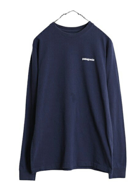 19年製 パタゴニア 両面 プリント 長袖 Tシャツ メンズ XS / 古着 Patagonia アウトドア ロンT ロングスリーブ ロゴT P6 バックプリント 紺