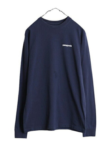 19年製 パタゴニア 両面 プリント 長袖 Tシャツ メンズ XS / 古着 Patagonia アウトドア ロンT ロングスリーブ ロゴT P6 バックプリント 紺
