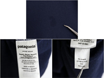 19年製 パタゴニア 両面 プリント 長袖 Tシャツ メンズ XS / 古着 Patagonia アウトドア ロンT ロングスリーブ ロゴT P6 バックプリント 紺