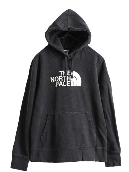 ノースフェイス プリント スウェット フード パーカー レディース L / 古着 The North Face プルオーバー 裏起毛 トレーナー アウトドア 黒