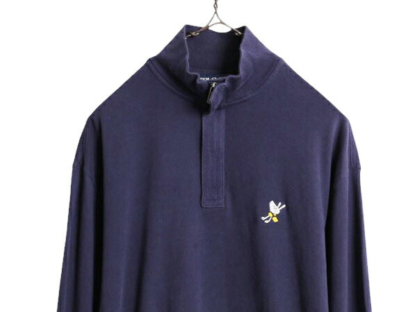 高級 ペルー製 100% ピマコットン ポロゴルフ ラルフローレン 長袖 Tシャツ メンズ M POLO GOLF ハーフジップ ウイングフット ハイネック