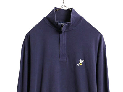 高級 ペルー製 100% ピマコットン ポロゴルフ ラルフローレン 長袖 Tシャツ メンズ M POLO GOLF ハーフジップ ウイングフット ハイネック