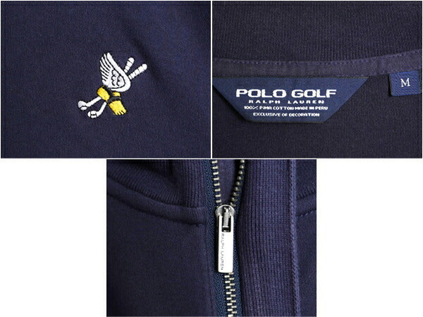 高級 ペルー製 100% ピマコットン ポロゴルフ ラルフローレン 長袖 Tシャツ メンズ M POLO GOLF ハーフジップ ウイングフット ハイネック