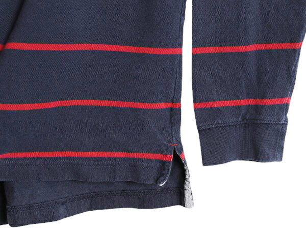 ブルックスブラザーズ ボーダー 鹿の子 長袖 ポロシャツ メンズ L 古着 Brooks Brothers 長袖シャツ ワンポイント ツートン コットン 紺 赤