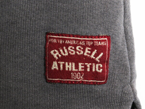90s USA製 ラッセル ヘンリーネック 無地 スウェット メンズ L / 古着 90年代 オールド トレーナー RUSSELL 裏起毛 カットソー タイプ 濃灰