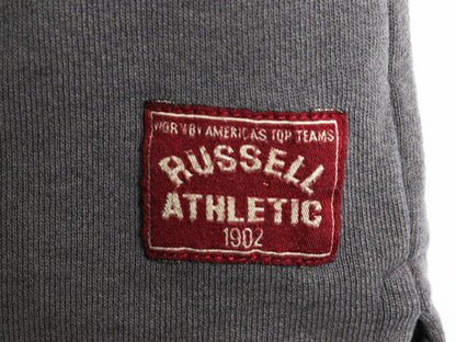 90s USA製 ラッセル ヘンリーネック 無地 スウェット メンズ L / 古着 90年代 オールド トレーナー RUSSELL 裏起毛 カットソー タイプ 濃灰