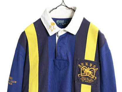 90s ポロ ラルフローレン 長袖 ラガー シャツ メンズ L / 90年代 オールド ラグビー 長袖シャツ ストライプ ヘビーウェイト ナンバリング