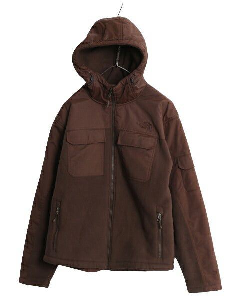 US企画 ノースフェイス フリース パーカー ジャケット メンズ S 古着 The North Face アウトドア フード 厚手 ジャンパー ブルゾン 茶 厚手