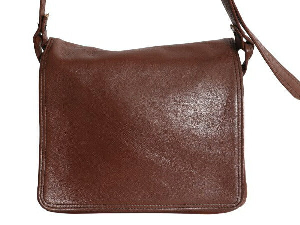 60s 70s 本革 レザー ショルダー バッグ / レザーバッグ メンズ レディース ヴィンテージ カバン 肩掛け 斜め掛け シンプル ブラウン 1点物
