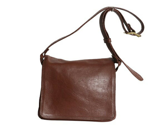 60s 70s 本革 レザー ショルダー バッグ / レザーバッグ メンズ レディース ヴィンテージ カバン 肩掛け 斜め掛け シンプル ブラウン 1点物