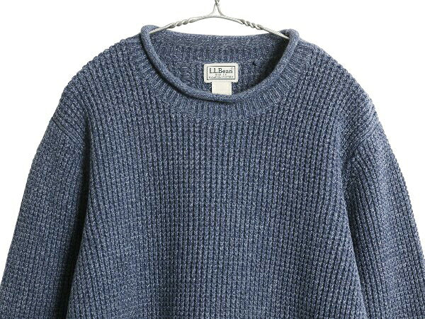 エルエルビーン ロールネック ニット セーター メンズ XL 古着 オーガニック コットン リブ編み チャンキー ハイネック 無地 大きいサイズ