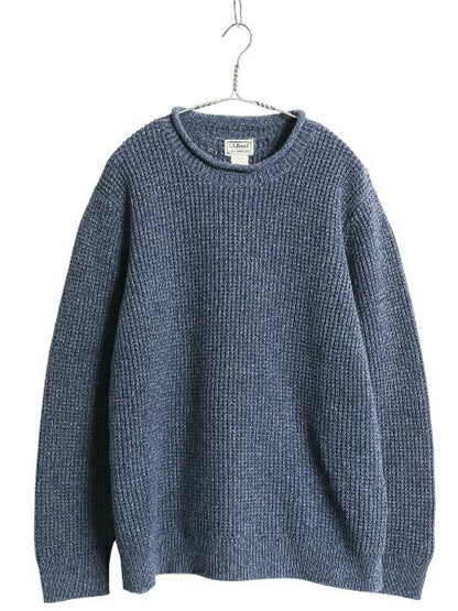 エルエルビーン ロールネック ニット セーター メンズ XL 古着 オーガニック コットン リブ編み チャンキー ハイネック 無地 大きいサイズ